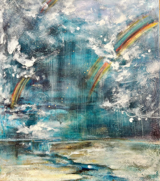 "Like The Rainbow" - Original Artwork on a stretched canvas (wooden frame)